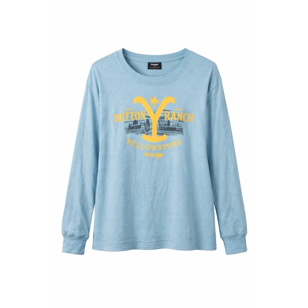 Wrangler Yellowstone‎ Dutton Ranch Long Sleeve Graphic T-Shirt Mens Medium Blue